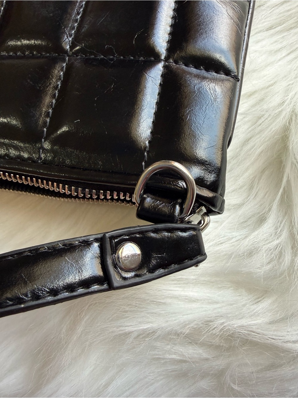 Zara Quilted Clutch Black with Silver Chain - Picture 15 of 16